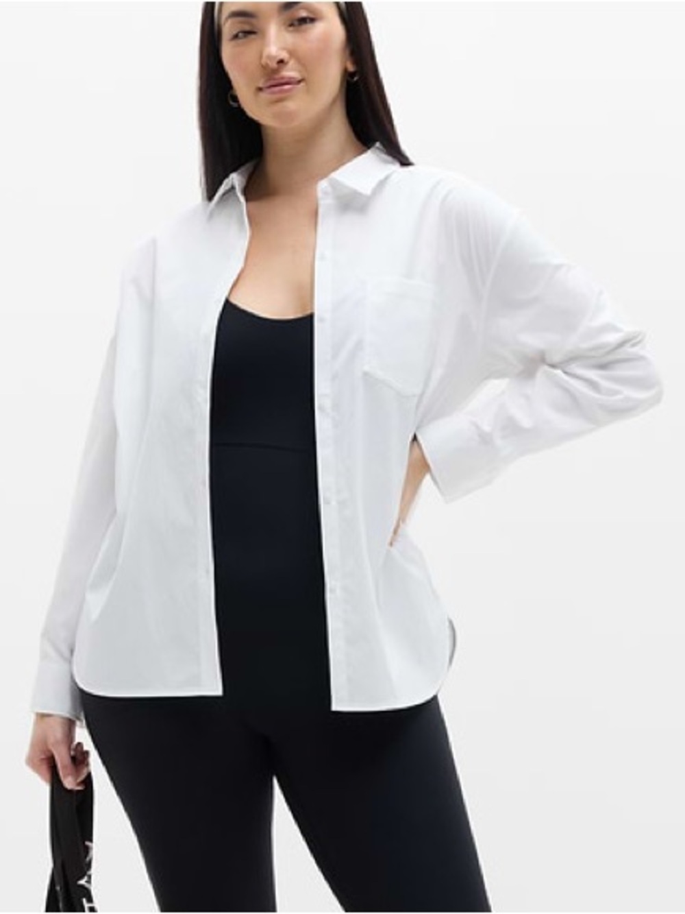 Athleta Midday Relaxed Poplin Button-Up Shirt Women’s Size Large Top Travel
